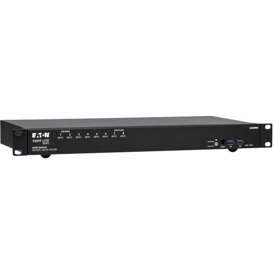 Tripp Lite by Eaton 8-Port 4K HDMI/USB KVM Switch - 4K 60 Hz Video/Audio, USB Peripheral Sharing, 1U Rack-Mount - B024-H4U08