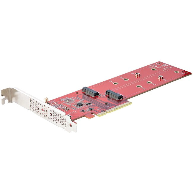 StarTech.com Dual M.2 PCIe SSD Adapter Card, x8 / x16 Dual NVMe or AHCI M.2 SSD to PCI Express 4.0, Up to 7.8GBps/Drive, For 2242/2260/2280/22110mm PCIe M-Key M2 SSDs, Bifurcation Required - PC/Linux Compatible - DUAL-M2-PCIE-CARD-B