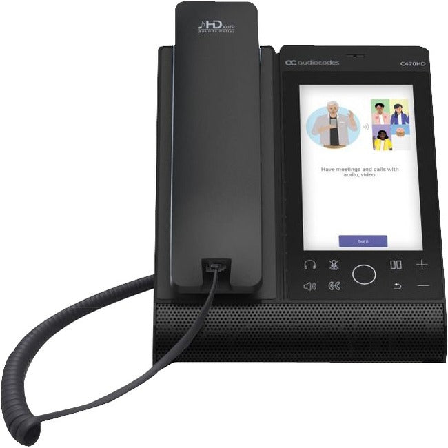 AudioCodes C470HD IP Phone - Corded/Cordless - Corded/Cordless - Bluetooth, Wi-Fi - Wall Mountable - ZOOM-C470HDPS-DBW