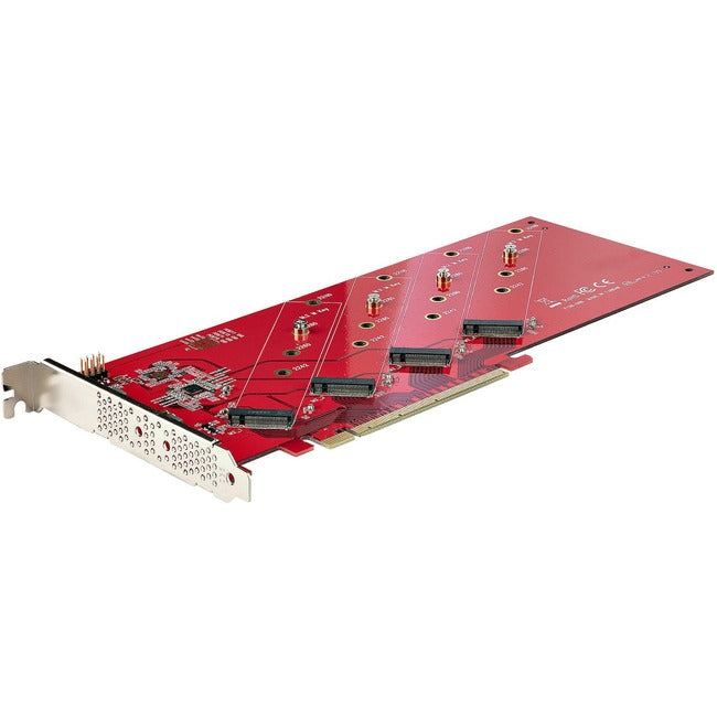 StarTech.com Quad M.2 PCIe Adapter Card, x16 Quad NVMe or AHCI M.2 SSD to PCI Express 4.0, Up to 7.8GBps/Drive, For 2242/2260/2280/22110mm PCIe M-Key M2 SSDs, Bifurcation Required - PC/Linux Compatible - QUAD-M2-PCIE-CARD-B