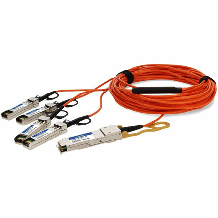AddOn MSA and TAA Compliant 40GBase-AOC QSFP+ to 4xSFP+ Orange Active Optical Cable (850nm, MMF, 15m) - QSFP-4SFP-AOC15M-OE-AO