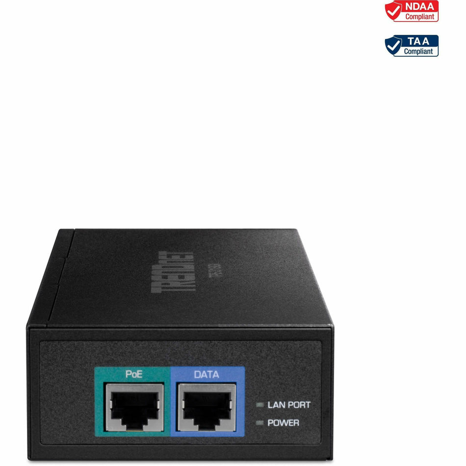 TRENDnet 10G PoE++ Injector, Supplies PoE (15.4W), PoE+ (30W), or PoE++ (90W), Converts a Non-PoE Port To A PoE ++ 10G port, Metal Housing, Black, TPE-319GI - TPE-319GI