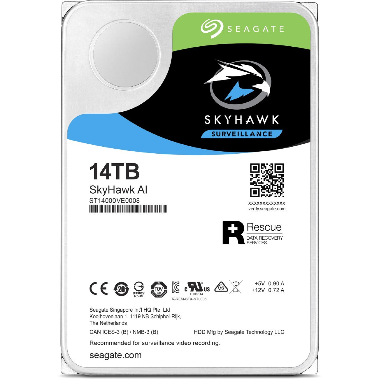 Seagate-IMSourcing SkyHawk AI ST14000VE0008 14 TB Hard Drive - 3.5" Internal - SATA (SATA/600) - ST14000VE0008