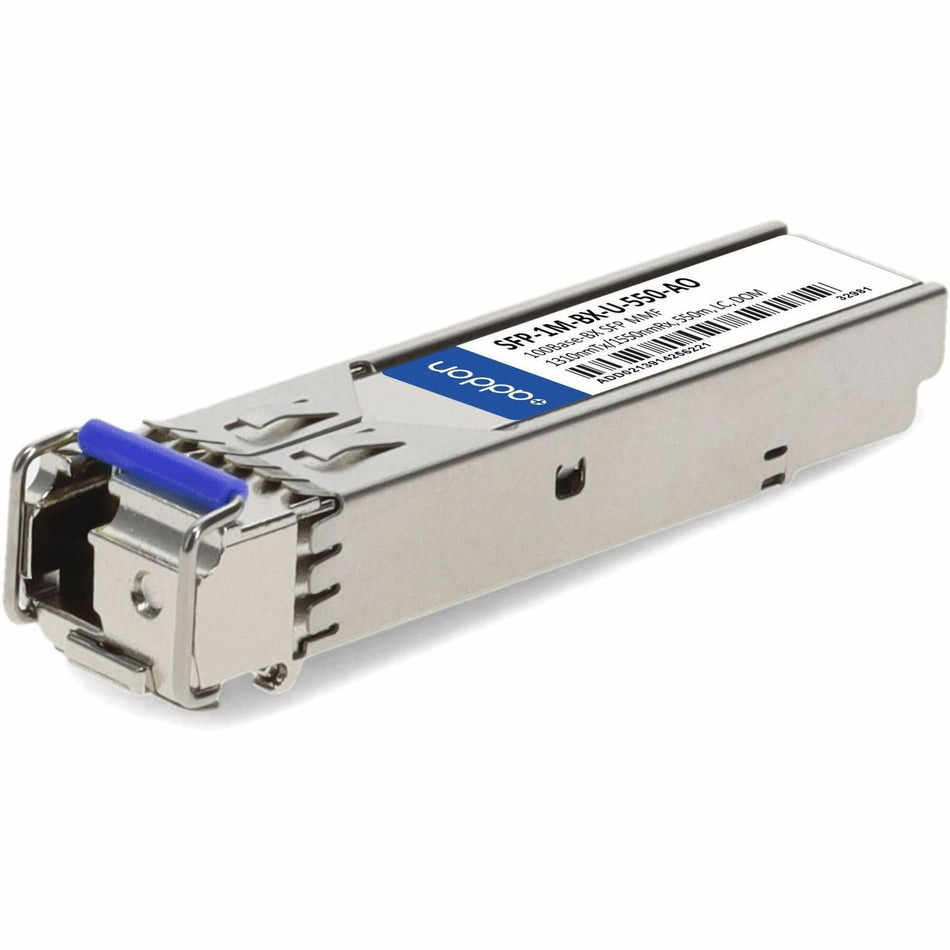 AddOn MSA and TAA 100Base-BX SFP Transceiver (MMF, 1310nmTx/1550nmRx, 550m, LC, DOM) - SFP-1M-BX-U-550-AO