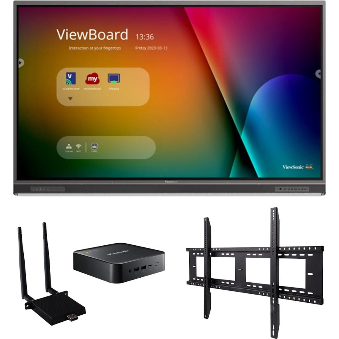 ViewSonic ViewBoard IFP7552-1C-C1 - 4K Interactive Display, WiFi Adapter, Fixed Wall Mount, Chromebox - 400 cd/m2 - 75" - IFP7552-1C-C1