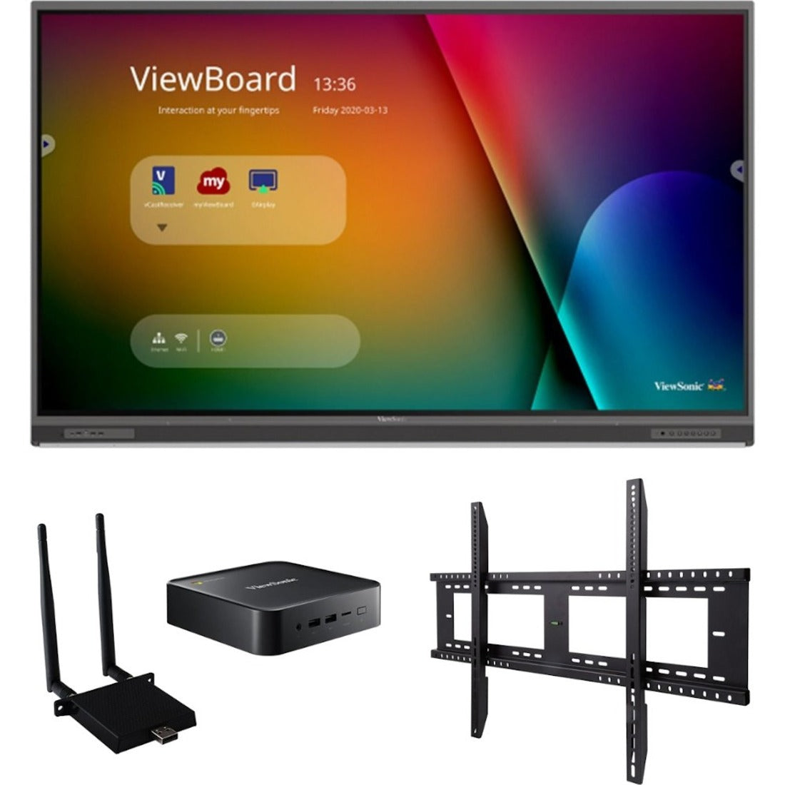 ViewSonic ViewBoard IFP8652-1C-C1 - 4K Interactive Display, WiFi Adapter, Fixed Wall Mount, Chromebox - 400 cd/m2 - 86" - IFP8652-1C-C1