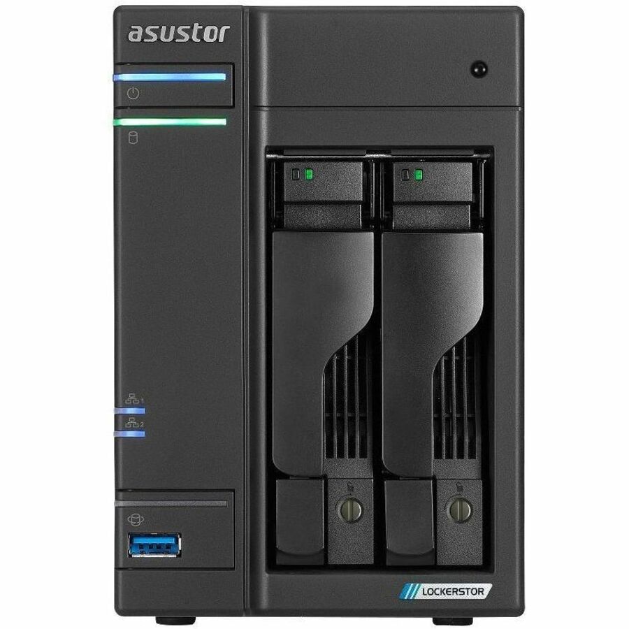 Asustor Lockerstor 2 Gen 2 AS6702T | 2 Bay NAS - Network Storage Enclosure, Quad Core 2.0GHz CPU, 4 M.2 PCIe 3.0 SSD Slot, 2 2.5GbE Port, 4GB RAM DDR4 - AS6702T