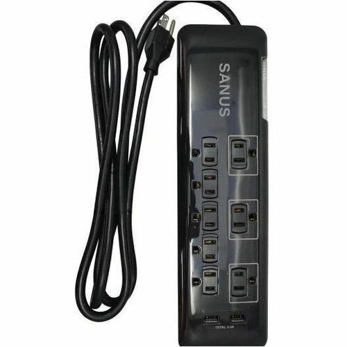 SANUS Surge Protected Power Strip with 8 Outlets and 2 USB Ports - SA-PS82-B1