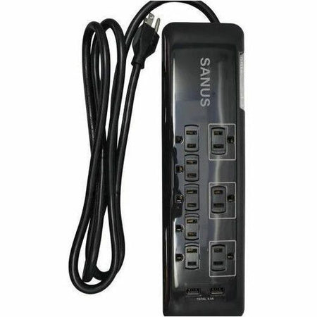 SANUS Surge Protected Power Strip with 8 Outlets and 2 USB Ports - SA-PS82-B1
