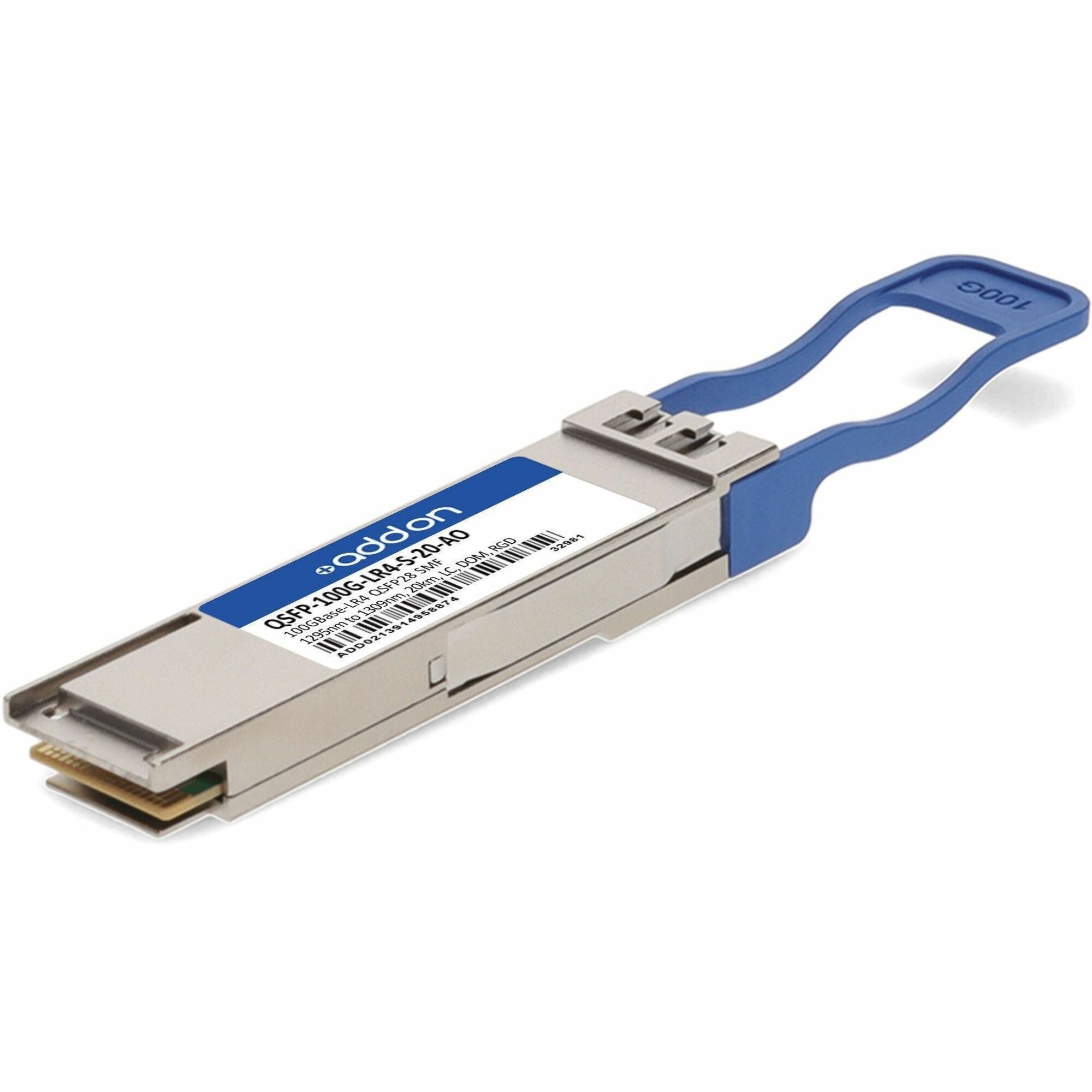 AddOn Cisco&reg; QSFP-100G-LR4-S-20 Compatible TAA 100GBase-LR4 QSFP28 Transceiver (SMF, 1295nm to 1309nm, LC, 20km, DOM) - QSFP-100G-LR4-S-20-AO