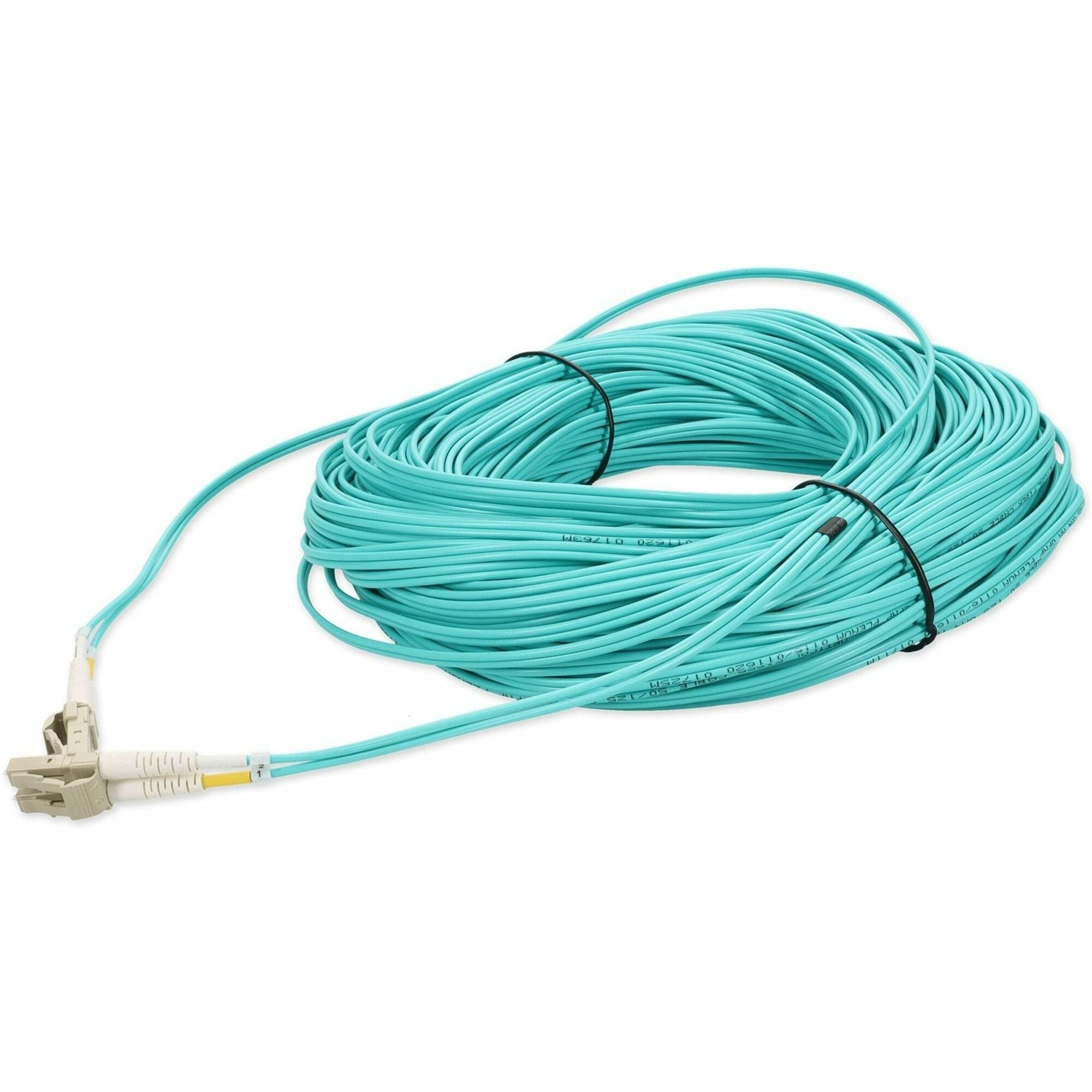 AddOn 110m LC to LC Aqua OM4 Duplex OFNP (Plenum-Rated) Fiber Patch Cable - ADD-LC-LC-110M5OM4P