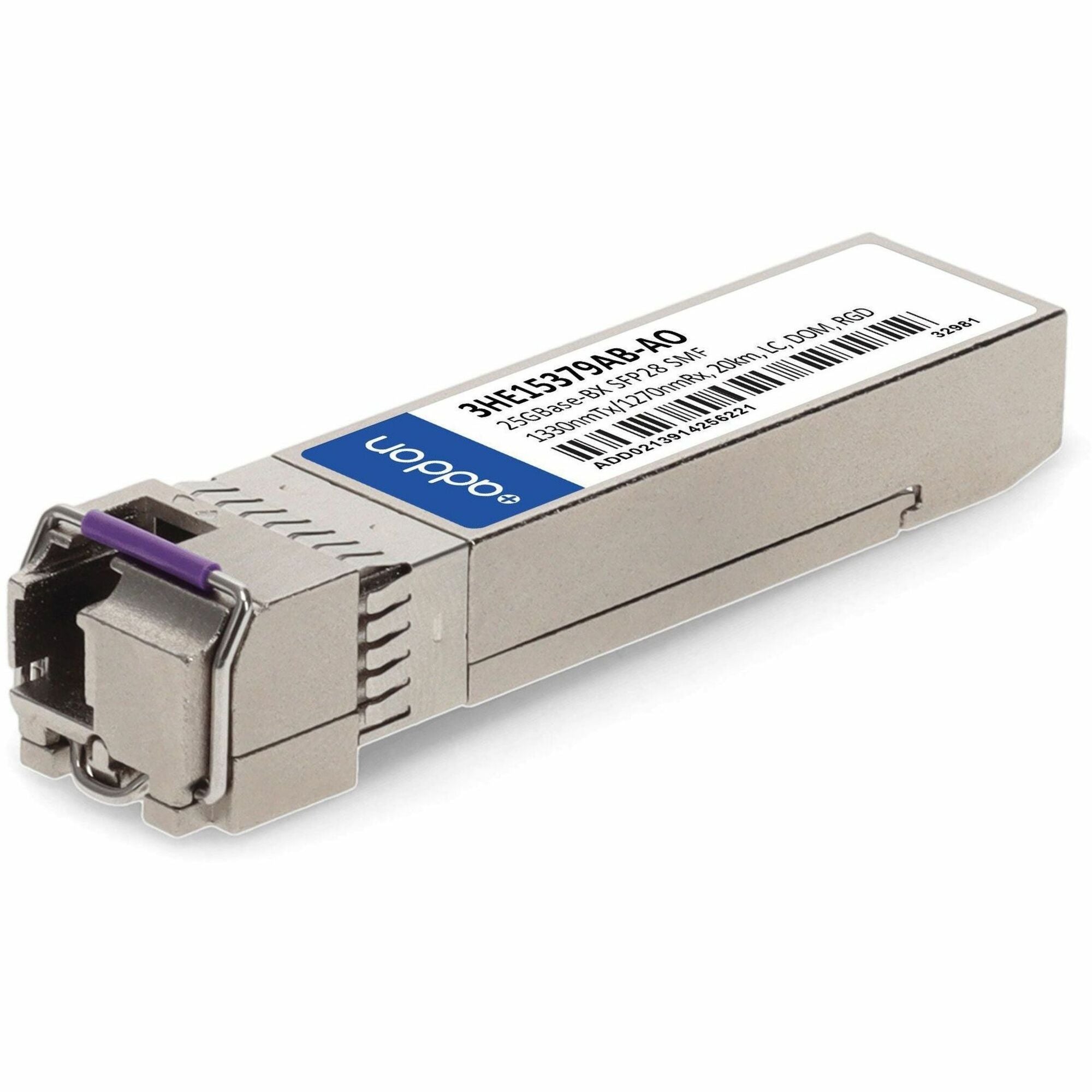 AddOn Alcatel-Lucent Nokia&reg; 3HE15379AB Compatible TAA 25GBase-BX SFP28 Transceiver (SMF, 1330nmTx/1270nmRx, 20km, LC, DOM, -40 to 85C) - 3HE15379AB-AO