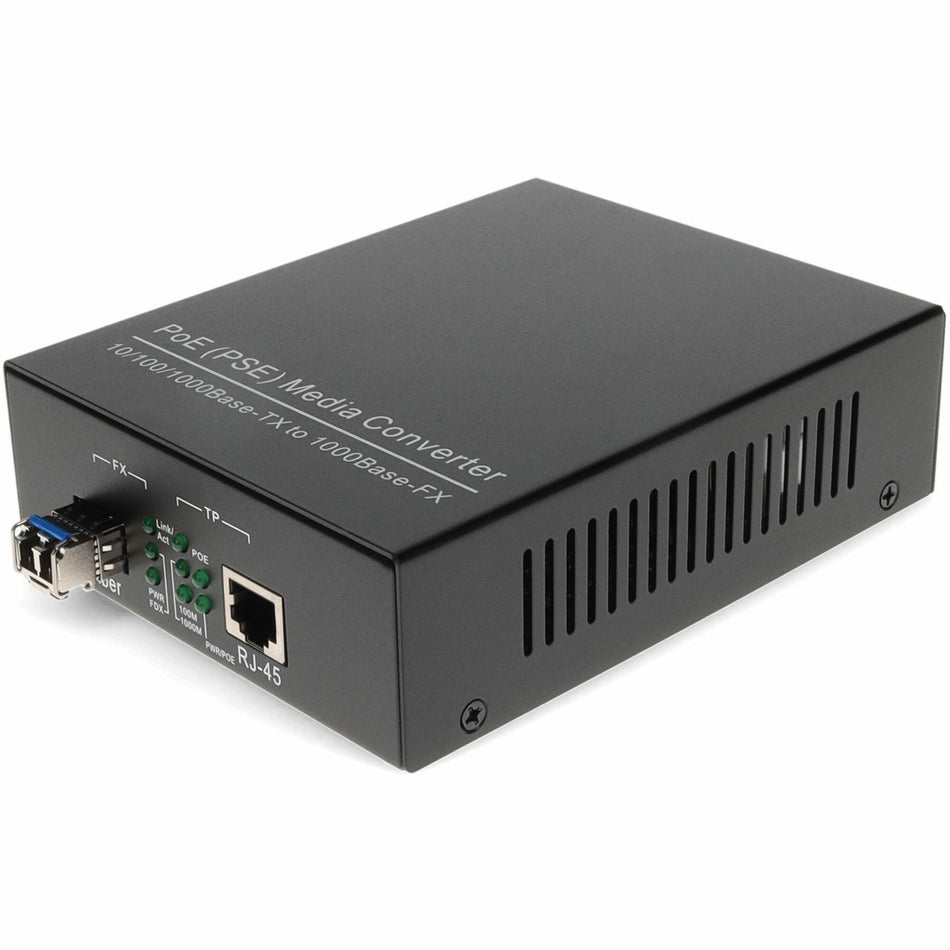 AddOn 10/100/1000Base-TX(RJ-45) to 1000Base-LX(LC) SMF 1310nm 10km POE Media Converter - ADD-GMC-LX-LC-POE