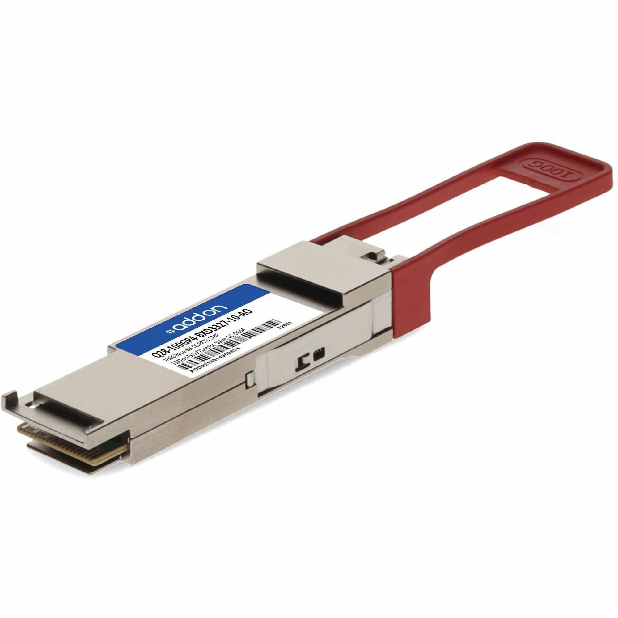 AddOn MSA and TAA Compliant 100GBase-BX QSFP28 Single Lambda Transceiver (SMF, 1331nmTx/1271nmRx, 10km, LC, DOM, with FEC) - Q28-100GP4-BXD3327-10-AO