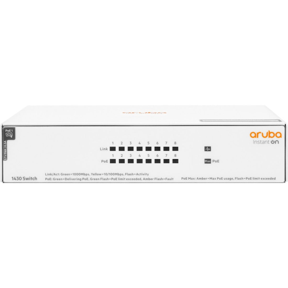 Aruba Instant On 1430 8G Class4 PoE 64W Switch - R8R46A#ABA