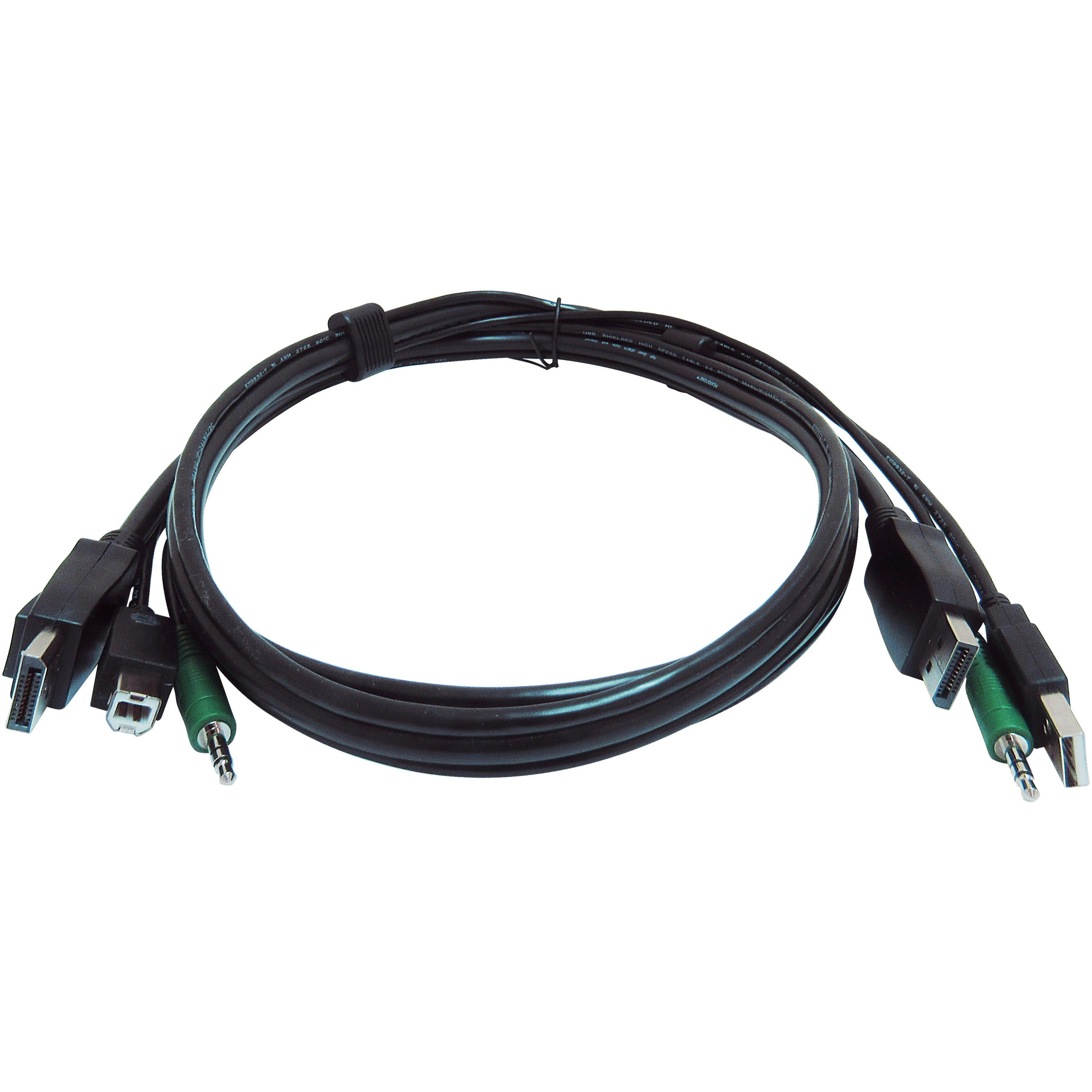 Black Box Secure KVM Cable - Each end (1) USB, (1) or (2) DisplayPort, (1) 3.5mm Audio - SKVMCBL-DP-10TAA