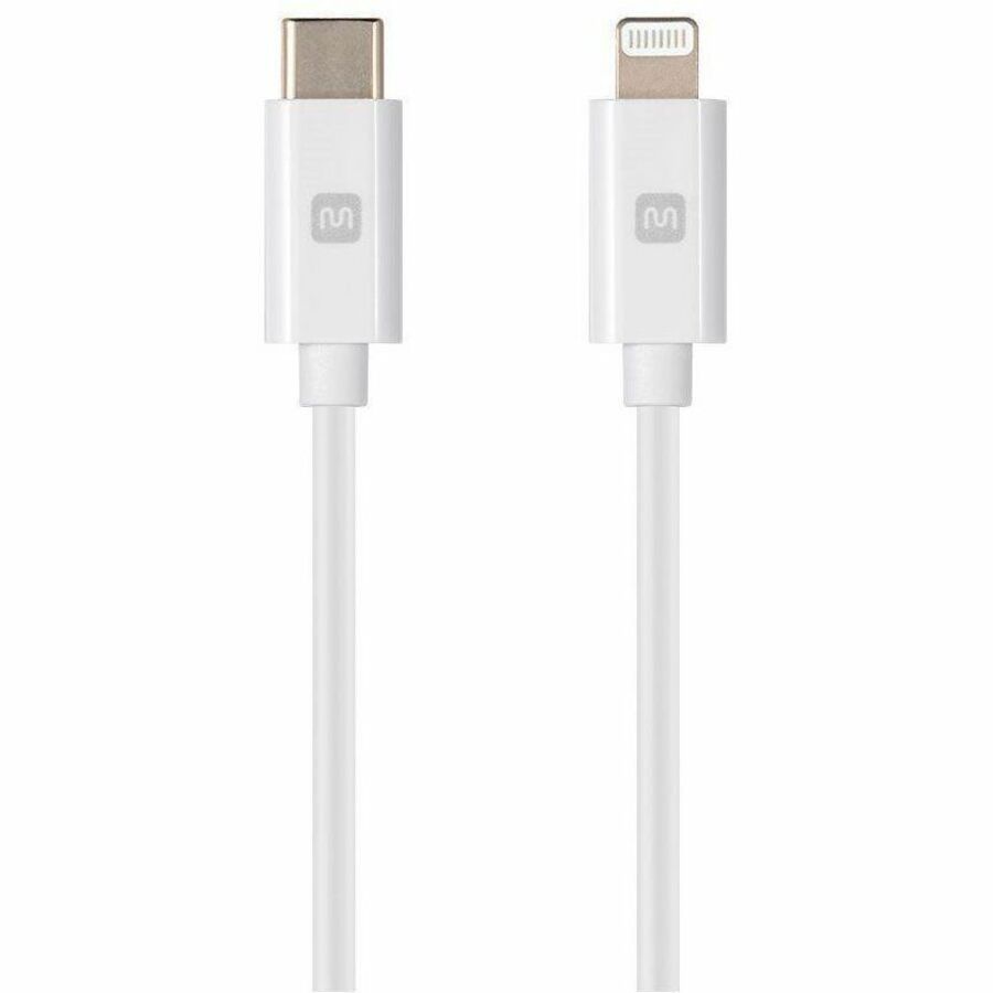Monoprice Essential Apple MFi Certified Lightning to USB-C Charging Cable - 3ft, White - 38383