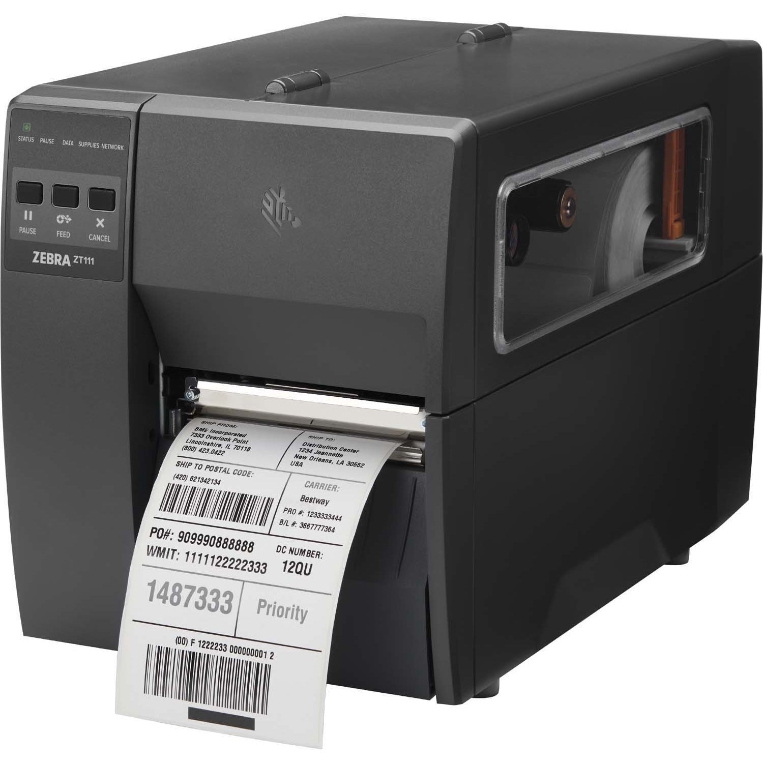 Zebra ZT111 Desktop Thermal Transfer Printer - Monochrome - Label Print - Fast Ethernet - USB - USB Host - Serial - Bluetooth - US - ZT11142-T01000FZ
