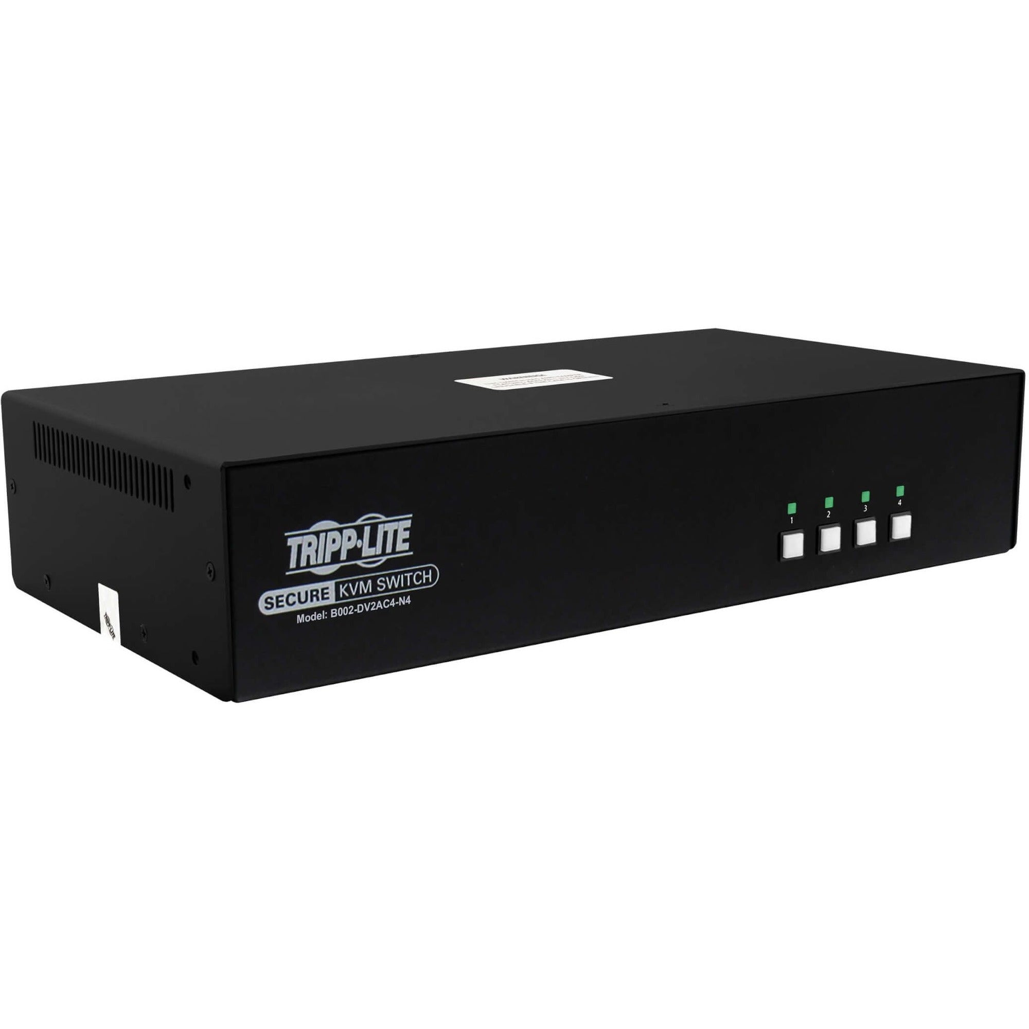 Tripp Lite by Eaton Secure KVM Switch, 4-Port, Dual Head, DVI to DVI, NIAP PP4.0, Audio, CAC, TAA - B002-DV2AC4-N4