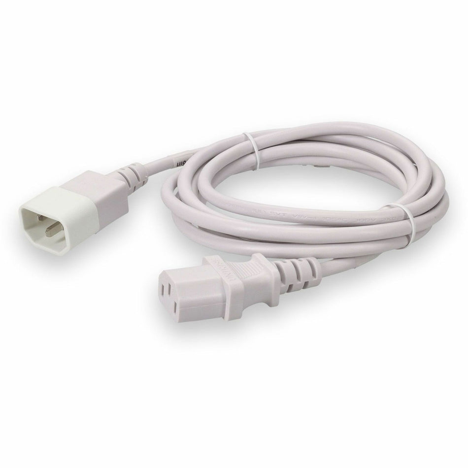 AddOn 6ft C13 Female to C14 Male 18AWG 100-250V at 10A White Power Cable - ADD-C132C1418AWG6FTWE