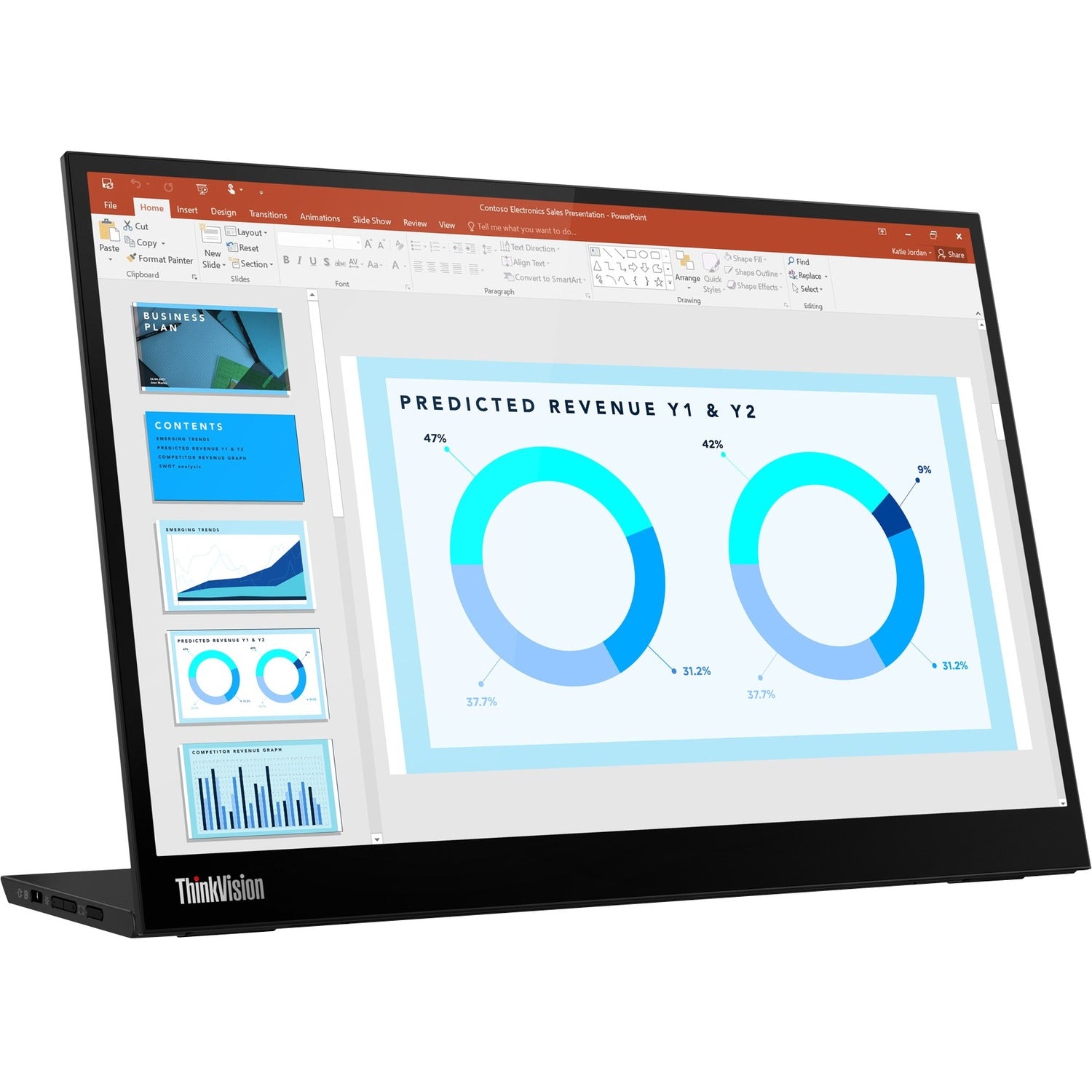 Lenovo ThinkVision M14d 14" Class LED Monitor - 16:10 - Raven Black - 63AAUAR6US