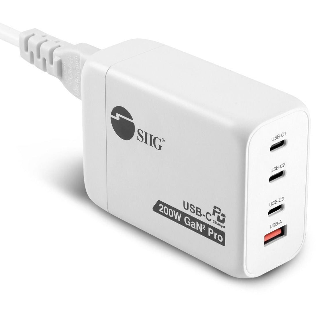 SIIG 200W GaN PD Combo Charger - 3C1A - AC-PW1V11-S1
