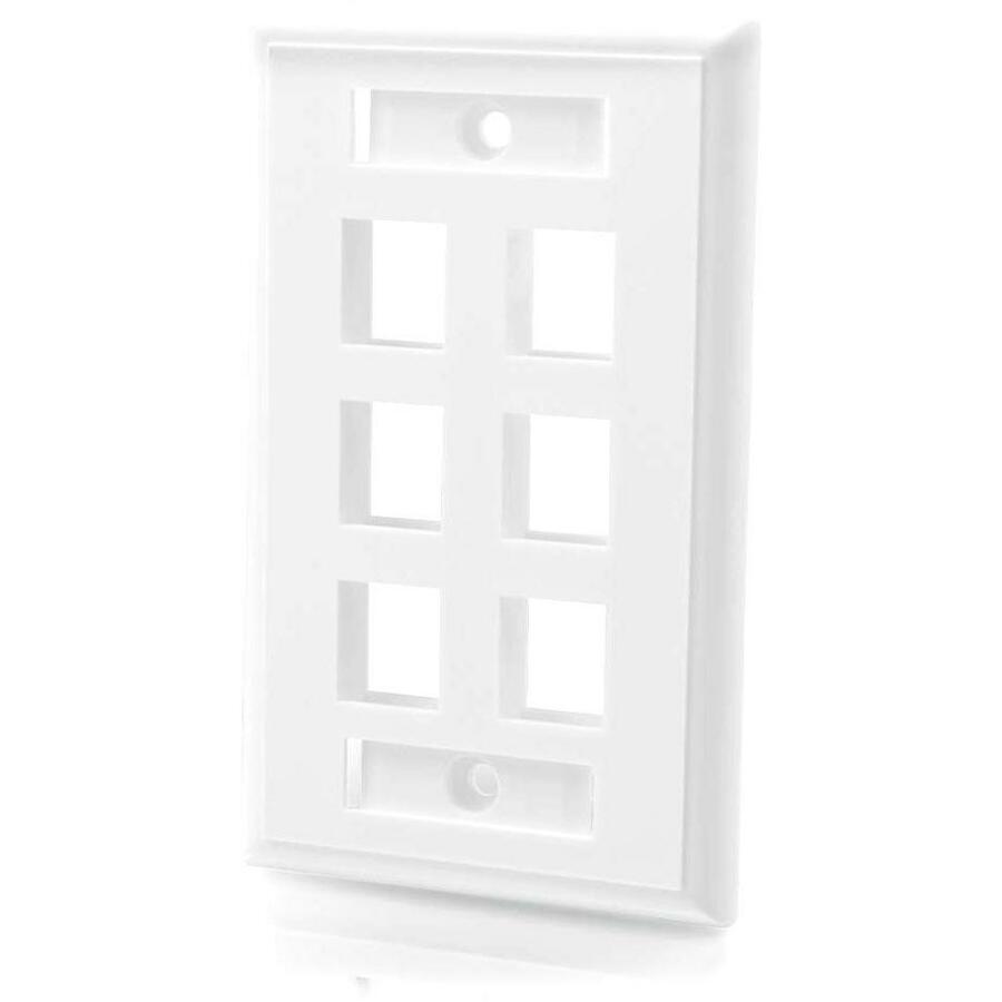 C2G 6-Port Single Gang Multimedia Keystone Wall Plate - White - 03414