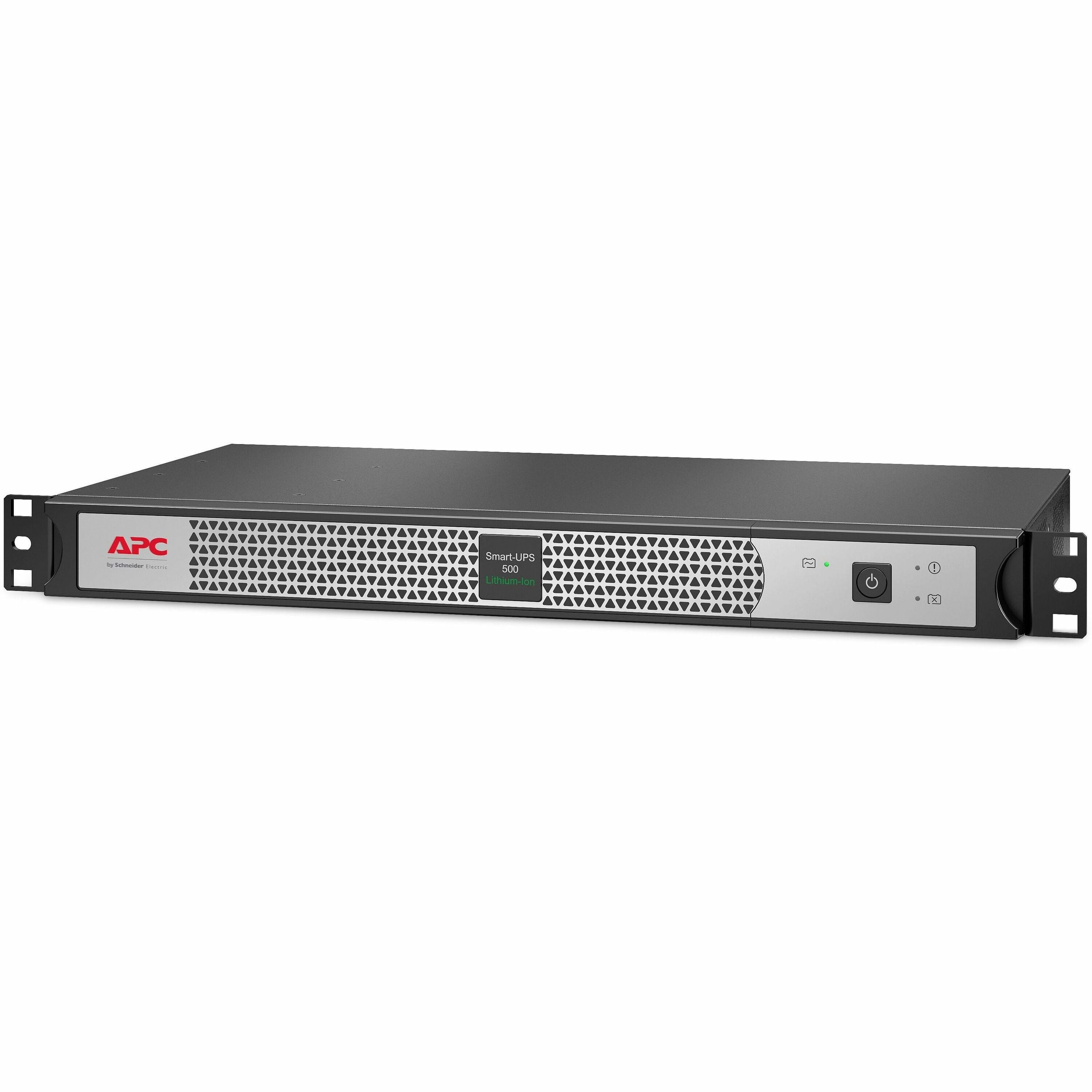APC Smart-UPS, Line Interactive, 500VA, Lithium-ion, Rackmount 1U, 120V, 4x NEMA 5-15R outlets, Short Depth - SCL500RM1U