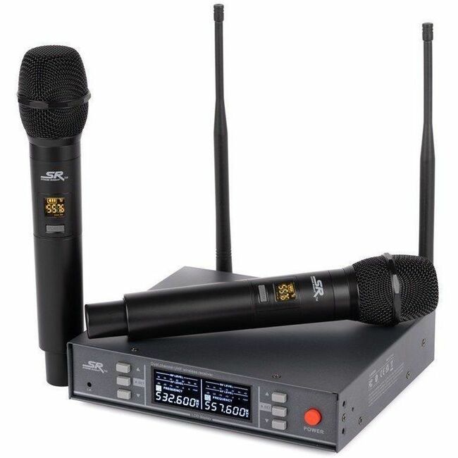 Monoprice Stage Right 200-Channel UHF Dual Handheld Wireless Microphones System - 600059