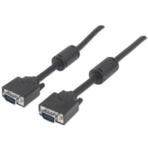 Manhattan SVGA HD15 Male to HD15 Male Monitor Cable with Ferrite Cores, 10', Black - 317733