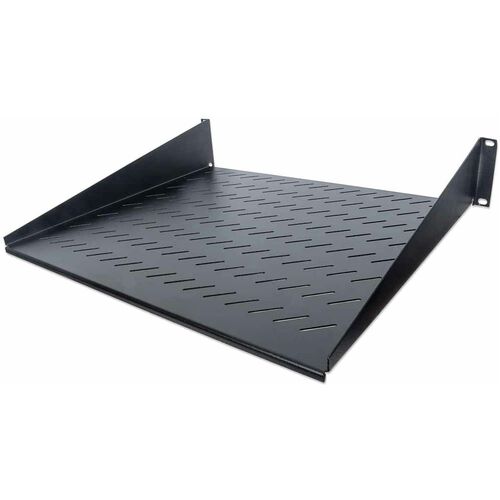 19" Cantilever Shelf, 2U, 2-Point Front Mount, 400mm Depth, Vented, Max 25kg, Black, Three Year Warranty - 712514
