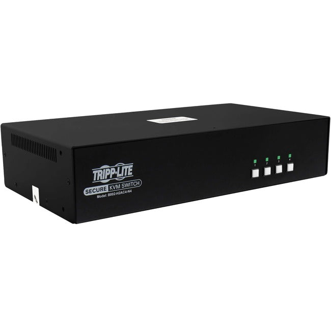 Tripp Lite by Eaton Secure KVM Switch, 4-Port, Dual Head, HDMI to HDMI, 4K, NIAP PP4.0, Audio, CAC, TAA - B002-H2AC4-N4