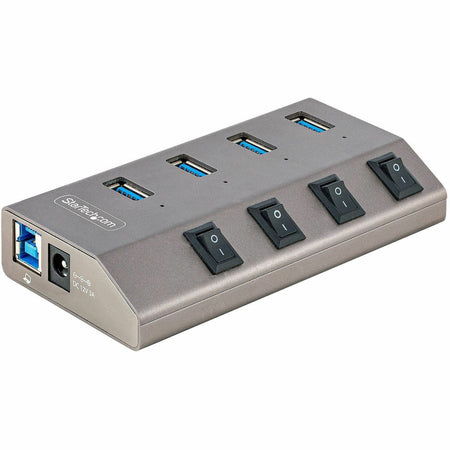 StarTech.com 4-Port Self-Powered USB-C Hub with Individual On/Off Switch, Desktop/Laptop USB-C to USB-A Hub, USB Type C Hub w/Power Supply - 5G4AIBS-USB-HUB-NA