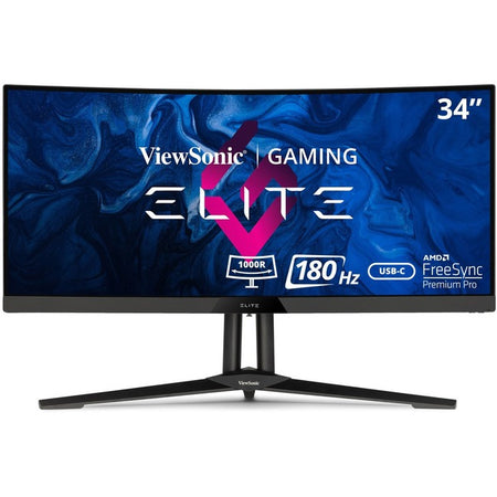 ViewSonic ELITE XG340C-2K 34 Inch 1440p Ultra-Wide QHD Curved Gaming Monitor with 1ms, 180Hz, AMD FreeSync Premium Pro, HDR 400, HDMI 2.1, DisplayPort, and USB C for Esports - XG340C-2K