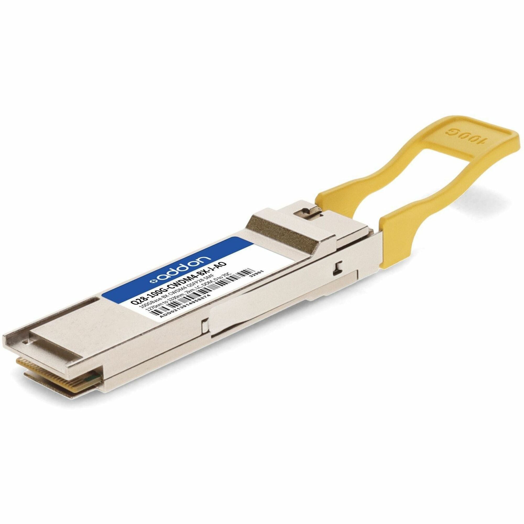 AddOn Juniper Networks&reg; Compatible TAA 100GBase-BX CWDM4 QSFP28 Transceiver (SMF, 1270nm to 1330nm, 2km, ALC, DOM) - Q28-100G-CWDM4-BX-J-AO