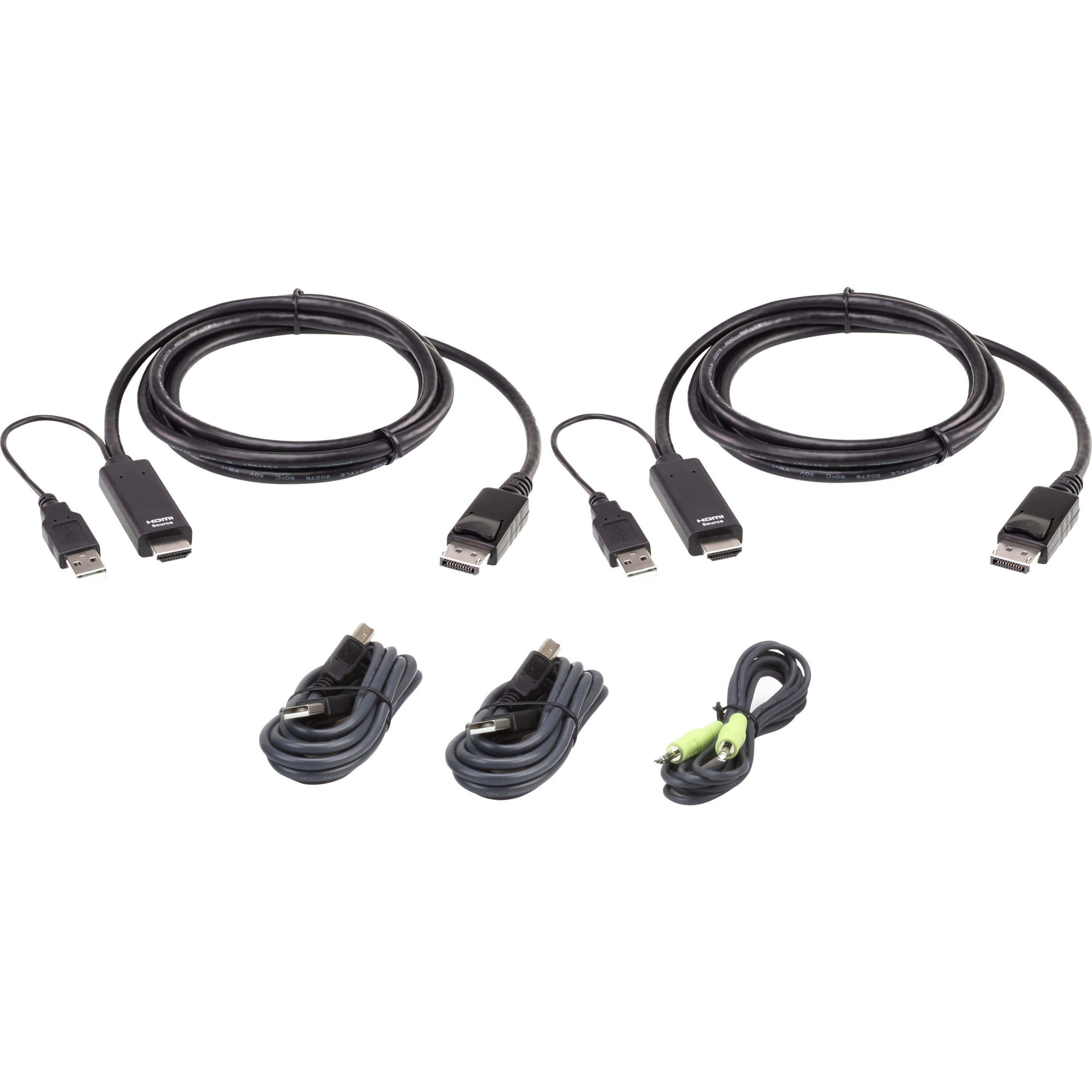 ATEN 1.8M USB Universal Dual Display Secure KVM Cable Kit New - 2L7D02UHDPX5