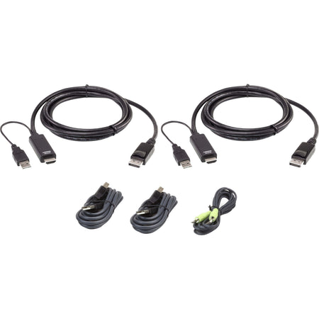 ATEN 1.8M USB Universal Dual Display Secure KVM Cable Kit New - 2L7D02UHDPX5