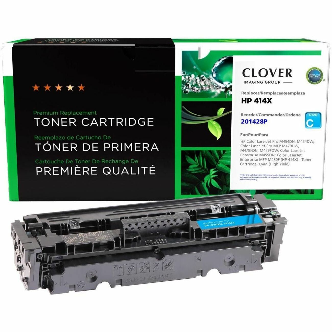 Clover Imaging Remanufactured High Yield Cyan Toner Cartridge (New Chip) for HP 414X (W2021X) - 201428P