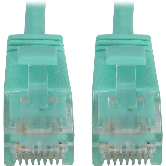 Eaton Tripp Lite Series Cat6a 10G Snagless Molded Slim UTP Ethernet Cable (RJ45 M/M), PoE, Aqua, 6 in. (15 cm) - N261-S6N-AQ