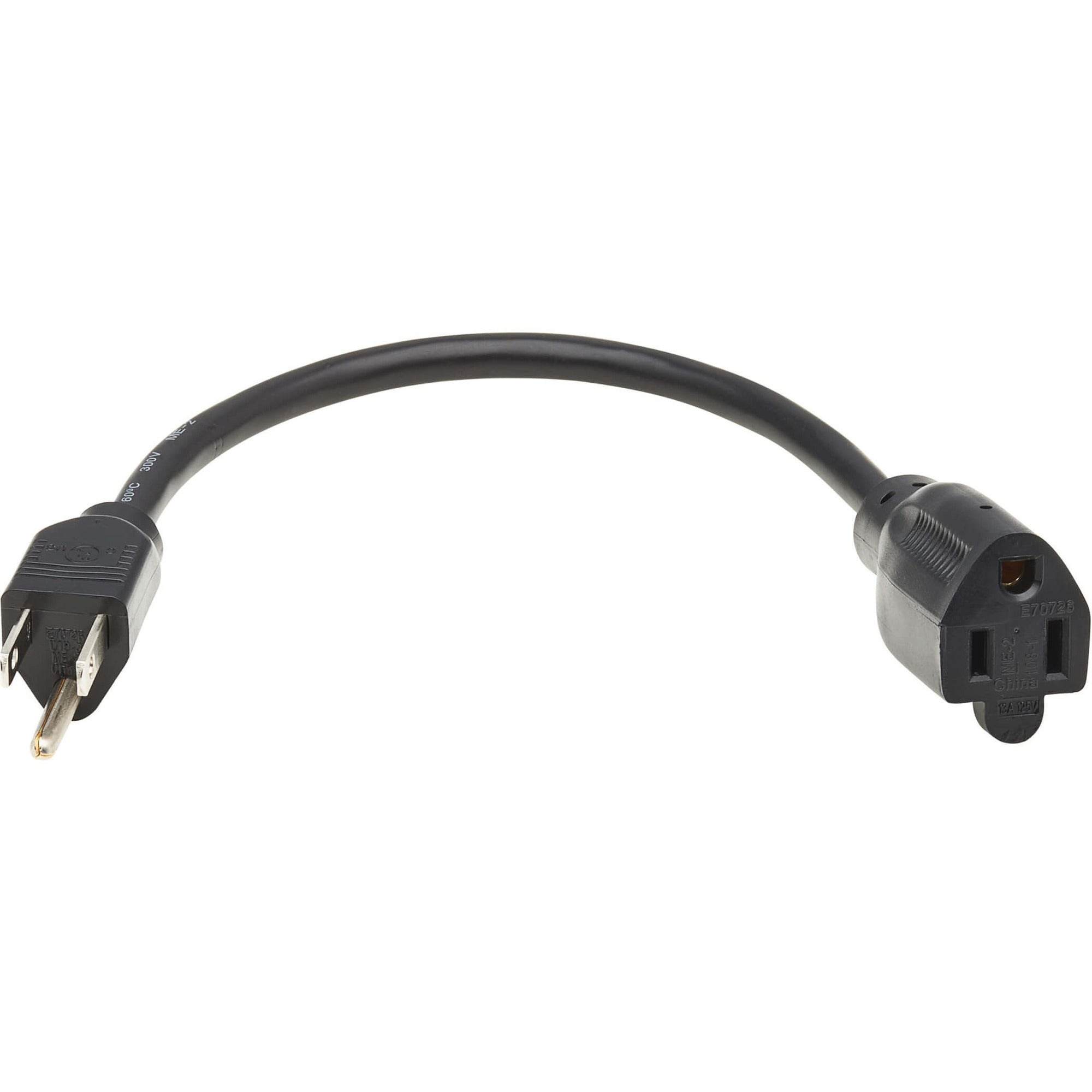 Eaton Tripp Lite Series Power Extension Cord, NEMA 5-15P to NEMA 5-15R - 13A, 120V, 16 AWG, 1 ft. (0.3 m), Black - P022-001-13A