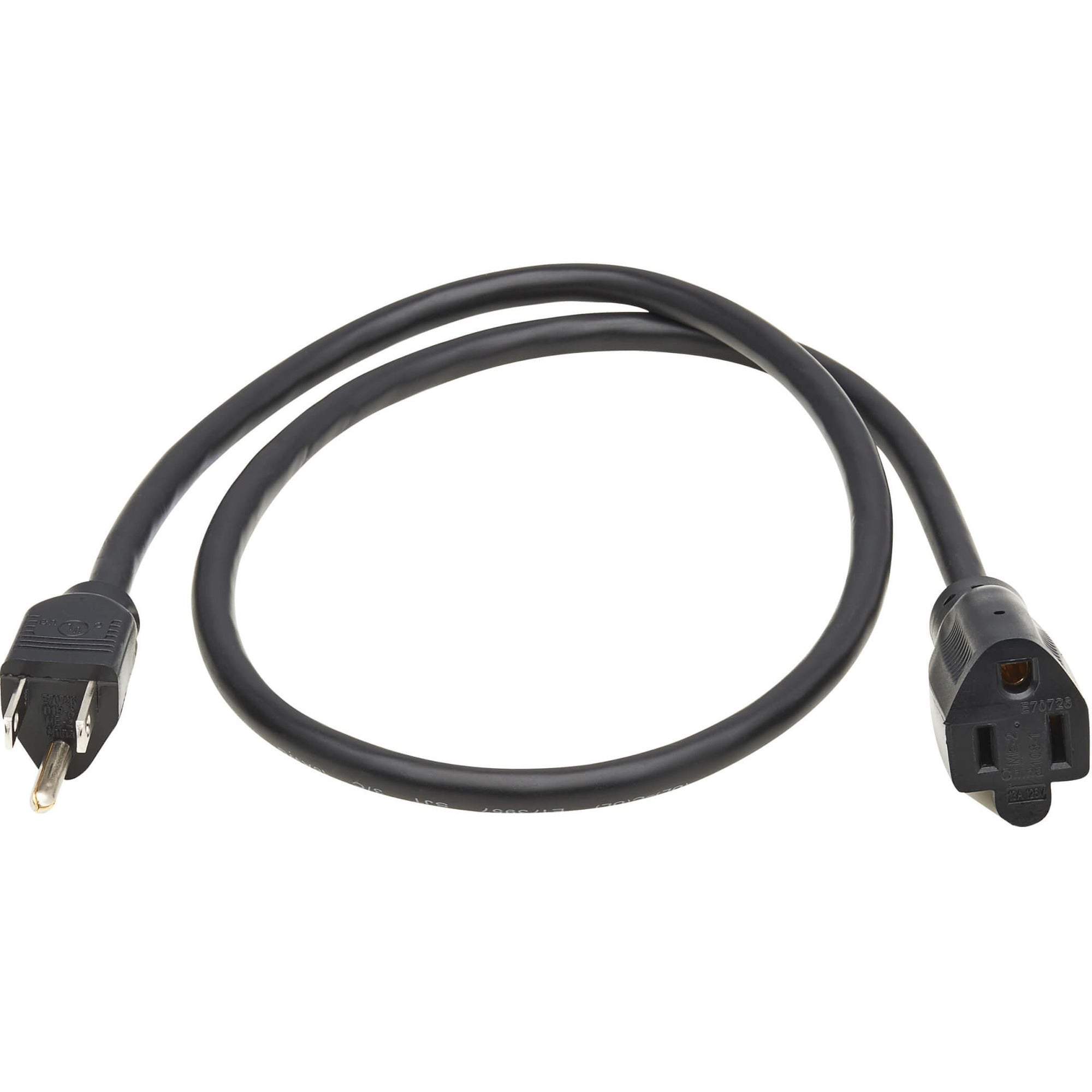 Eaton Tripp Lite Series Power Extension Cord, NEMA 5-15P to NEMA 5-15R - 13A, 120V, 16 AWG, 3 ft. (0.9 m), Black - P022-003-13A