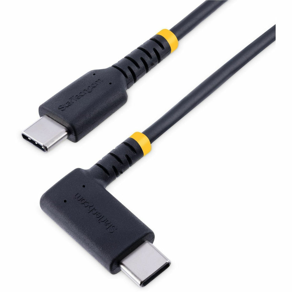 StarTech.com 6in (15cm) USB C Charging Cable Right Angle, 60W PD 3A, Heavy Duty Fast Charge USB-C Cable, Durable Rugged Aramid Fiber - R2CCR-15C-USB-CABLE