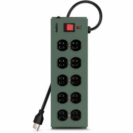 Belkin 10-Outlet Metal Surge Protector - 15ft Cord - Straight Plug - 885J - On-Off Switch - Green (5-pack) - F9D1000-155PK