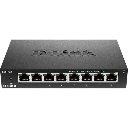 D-Link DES-108 8-Port 10/100 Unmanaged Metal Desktop Switch - DES-108