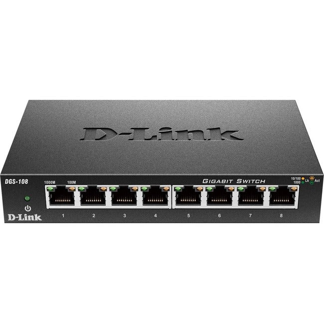 D-Link DGS-108 8 Port Gigabit Unmanaged Metal Desktop Switch - DGS-108