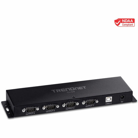 TRENDnet TU-S4, 4-Port USB to Serial RS232 Hub, Black - TU-S4