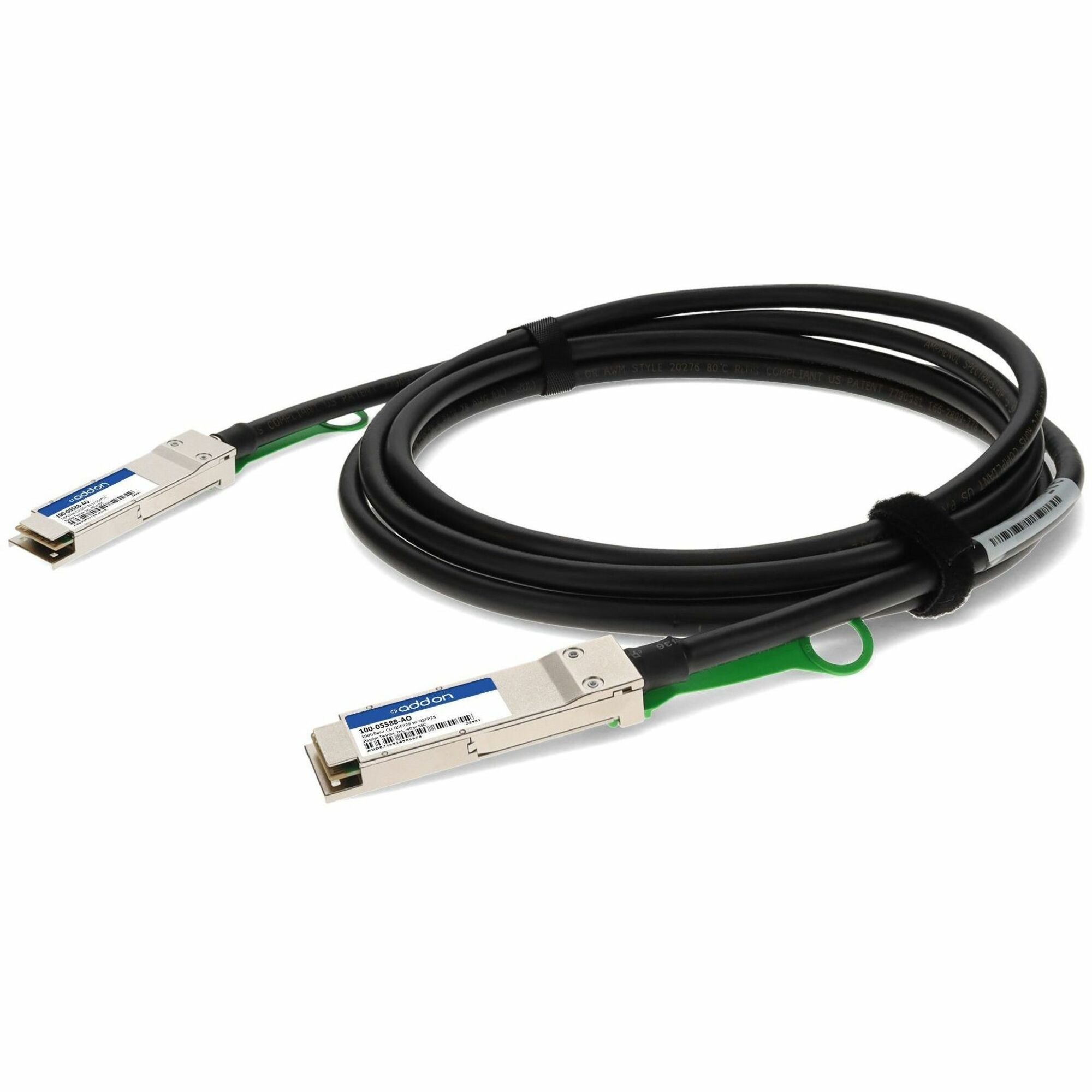 AddOn Calix&reg; 100-05588 Compatible TAA Compliant 100GBase-CU QSFP28 to QSFP28 Direct Attach Cable (Passive Twinax, 2m, 30AWG, -40 to 85C) - 100-05588-AO