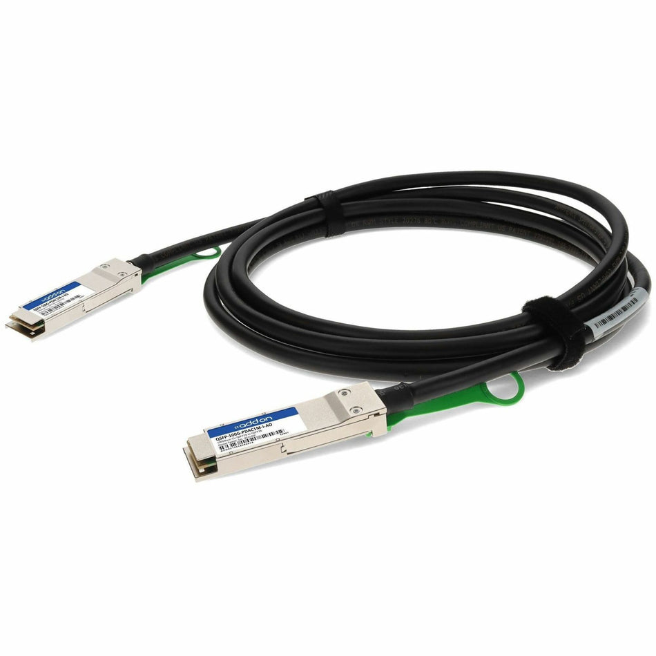 AddOn MSA and TAA Compliant 100GBase-CU QSFP28 to QSFP28 Direct Attach Cable (Passive Twinax, 1m, 30AWG, -40 to 85C) - QSFP-100G-PDAC1M-I-AO