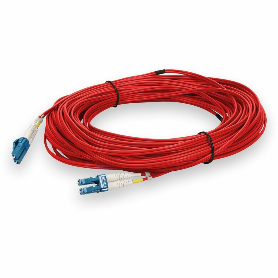 AddOn 15m LC (Male) to LC (Male) Red OS2 Duplex Fiber OFNR (Riser-Rated) Patch Cable - ADD-LC-LC-15M9SMF-RD