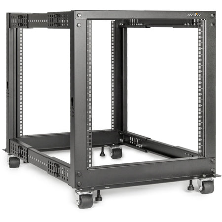 Rocstor SolidRack 12U Adjustable Depth Open Frame 4 Post Rack w/ Casters - Y10E008-B1